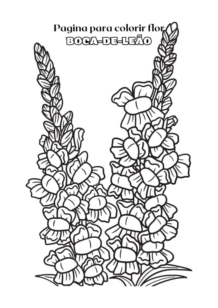 Página para Colorir Adulta em Preto e Branco com Flor de Boca-de-leão