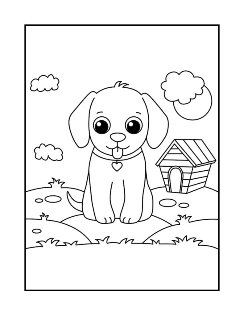 Página para colorir de cachorro