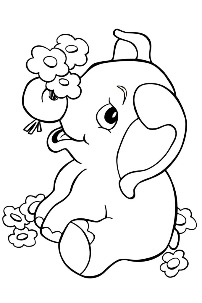 Página de colorir de elefante bebê