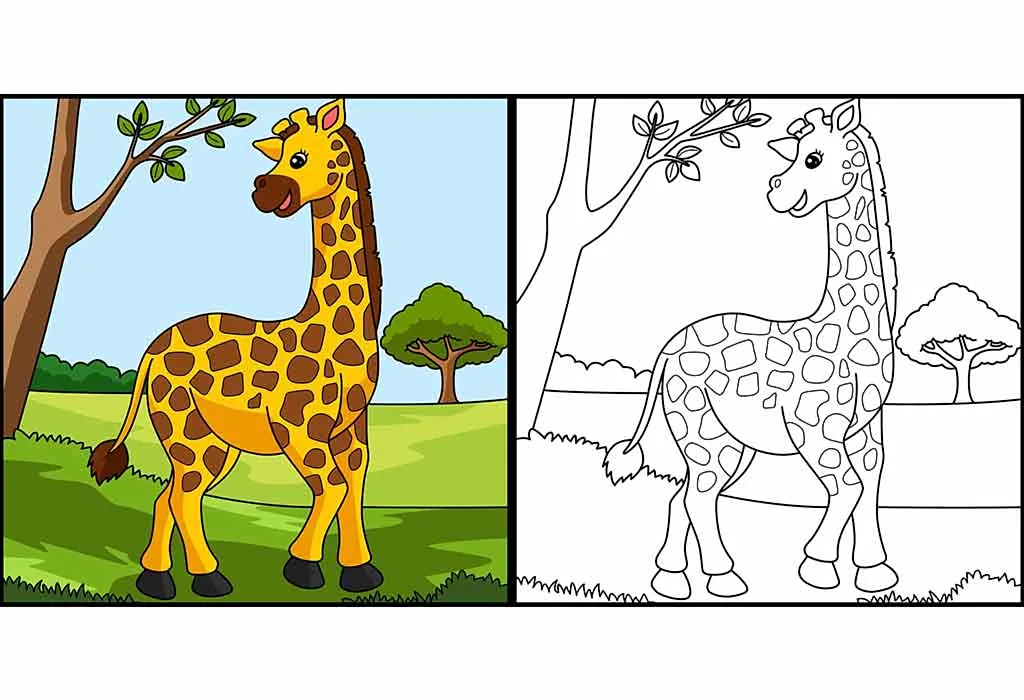 Página de colorir de girafa