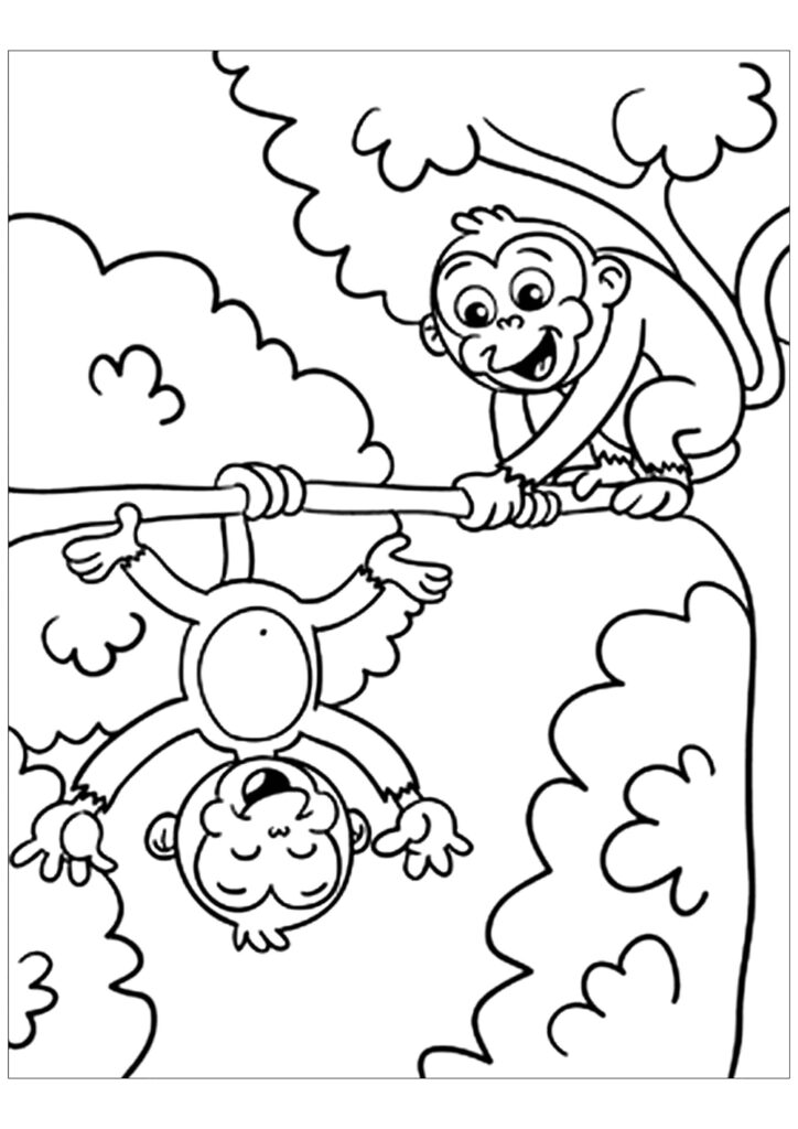 Página de colorir de macacos para crianças