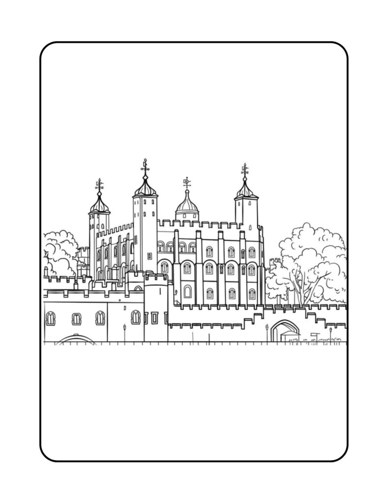 Página para colorir da Torre de Londres