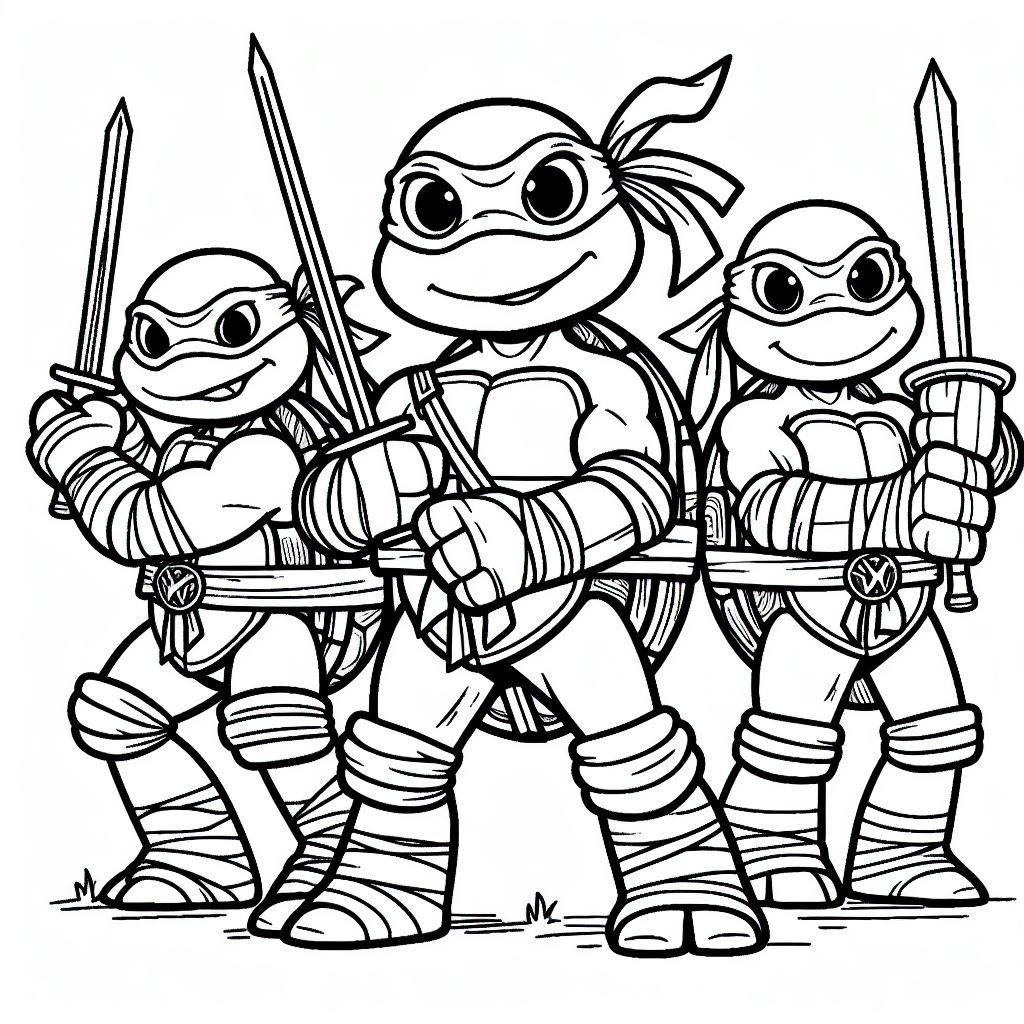 Página para colorir das Tartarugas Ninjas