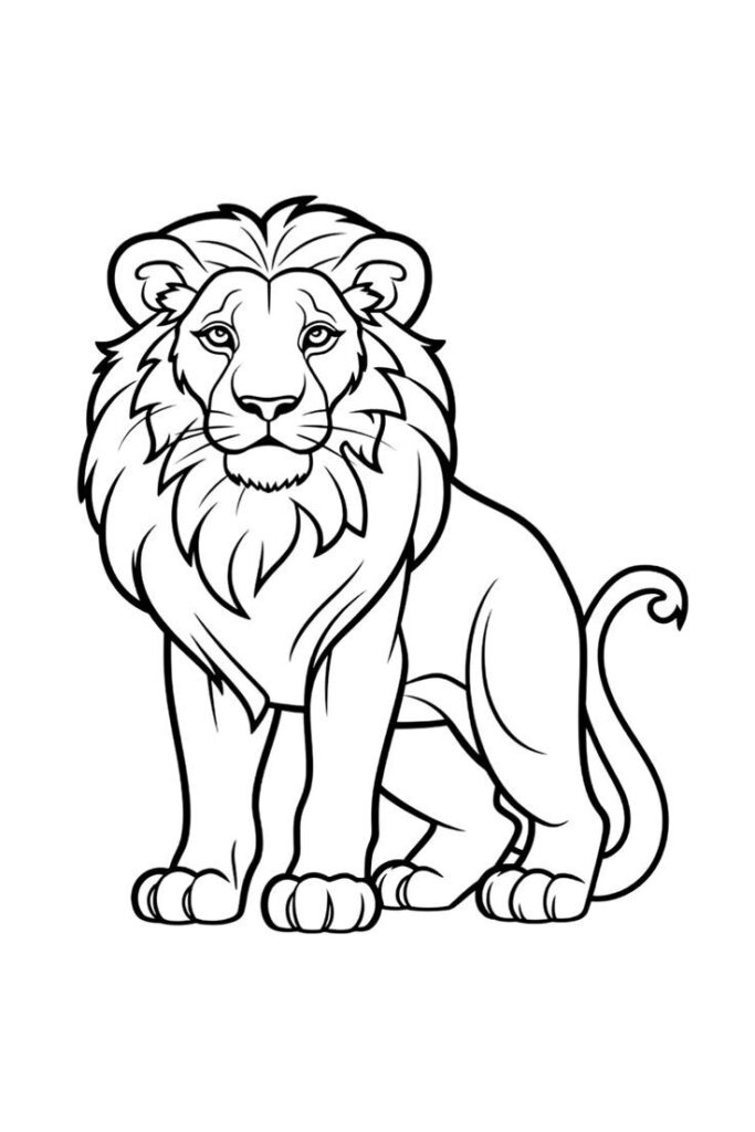 Página para colorir de leão para crianças