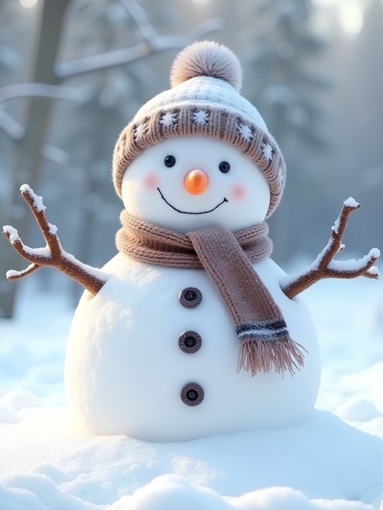 Boneco de Neve Encantador no Inverno - Imagem Natalina