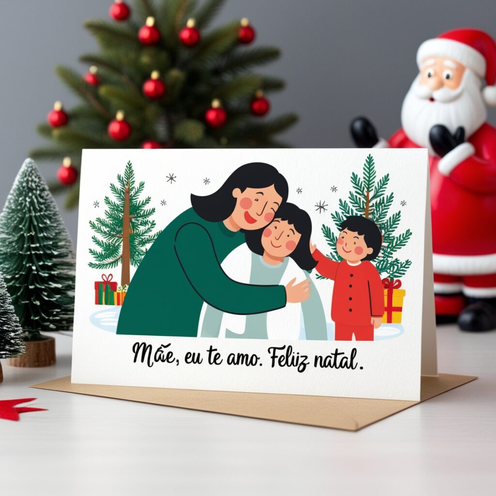 Cartão de Natal Com Mensagem Para a Mãe - Imagem de Amor e Família