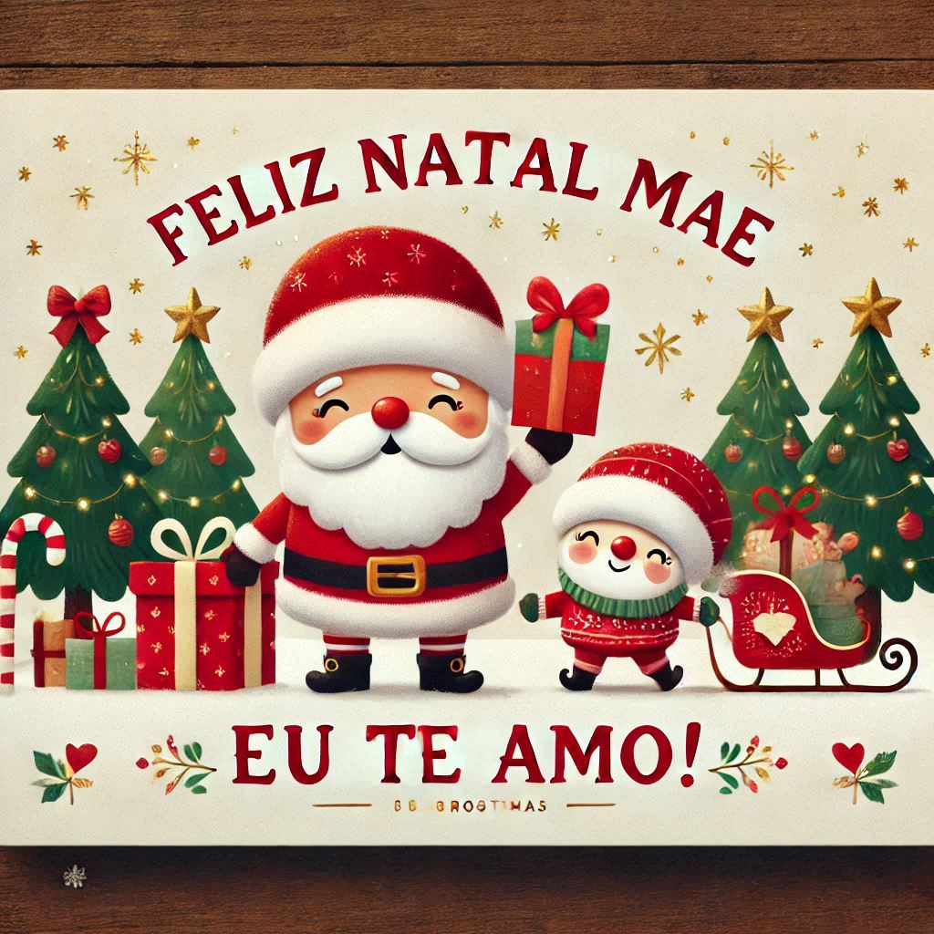 Cartão de Natal Para Mãe - Feliz Natal Com Amor e Carinho