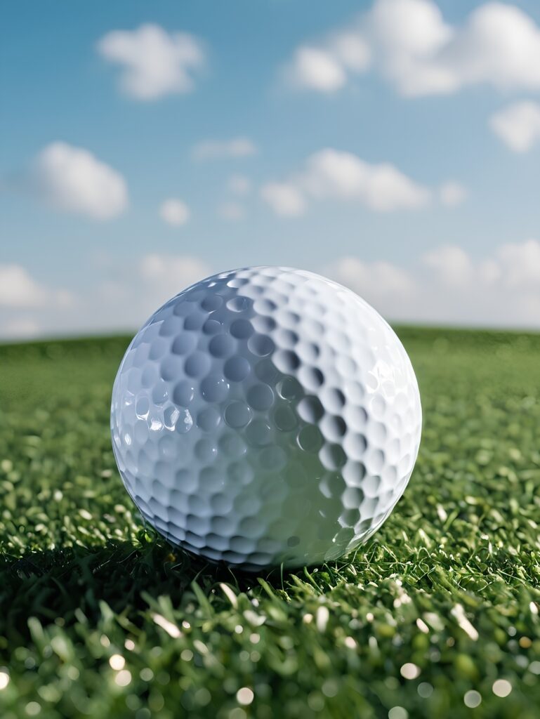 Close-up de Bola de Golfe no Campo - Imagem Esportiva