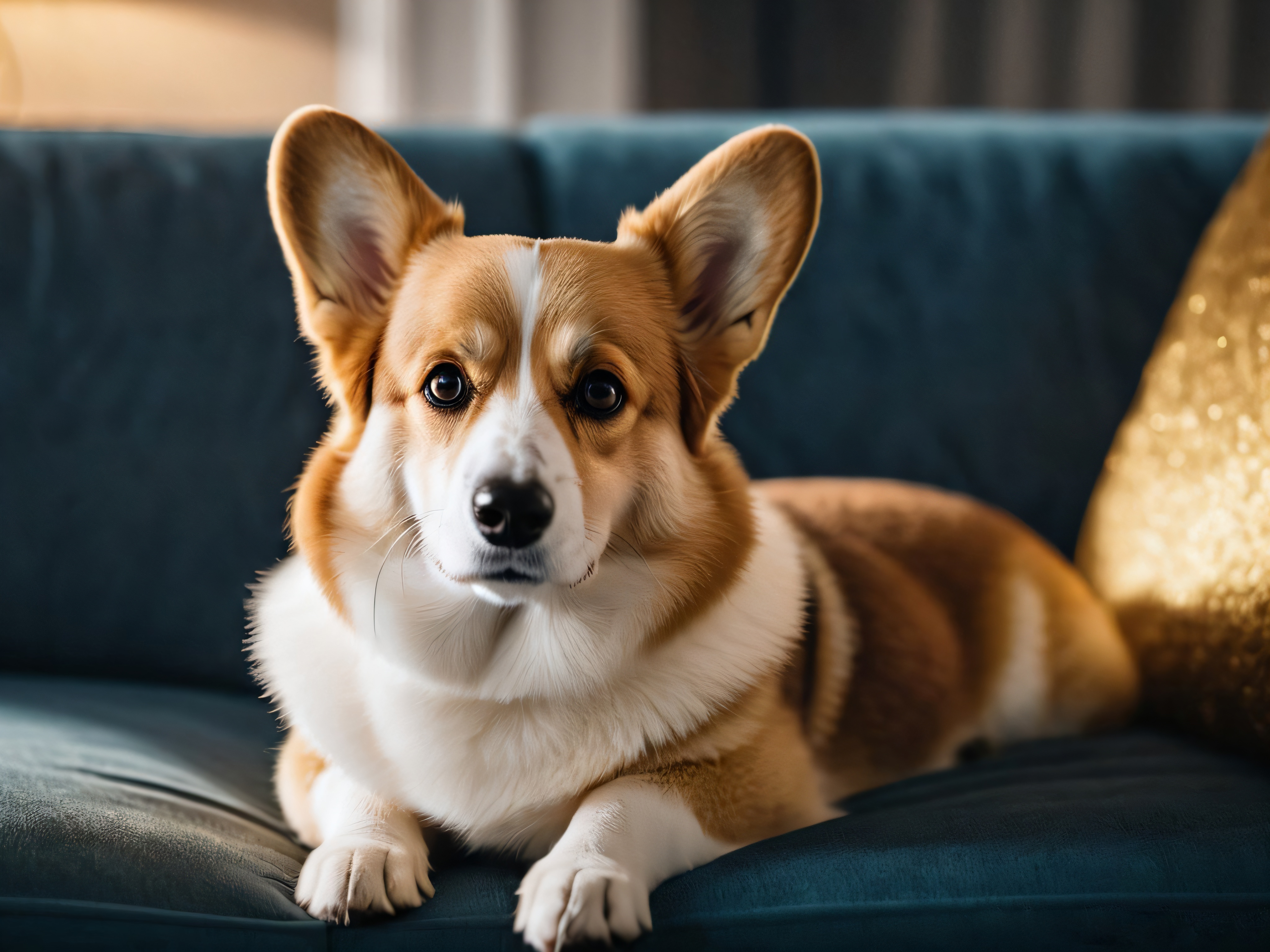 Corgi Relaxando no Sofá