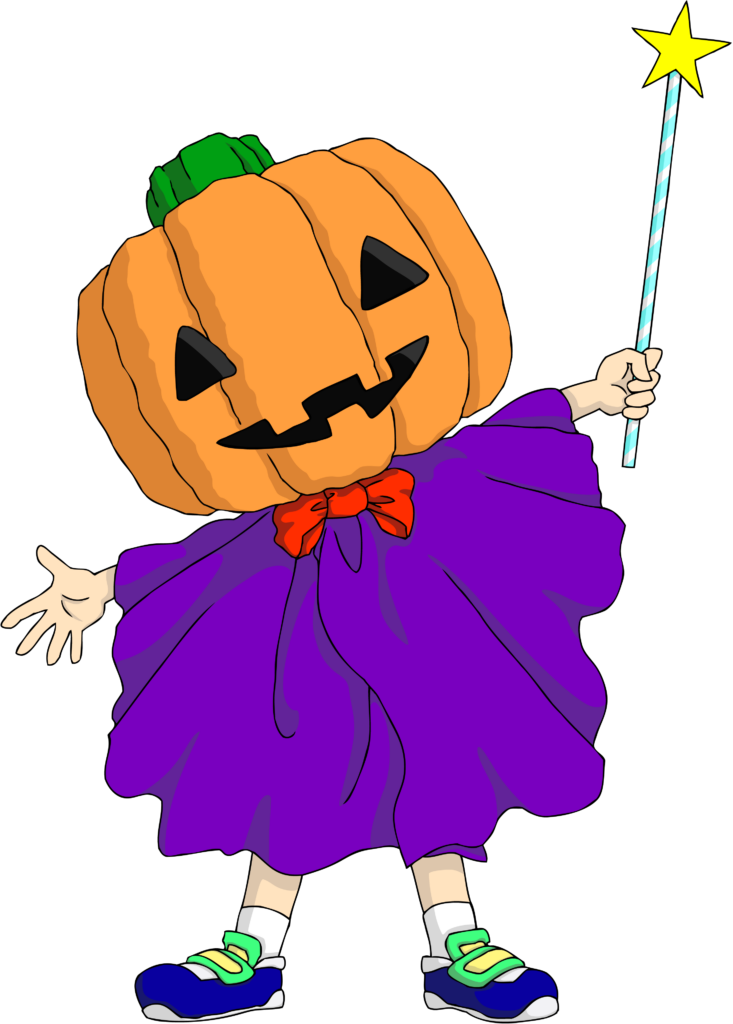 Criança com Fantasia de Abóbora de Halloween