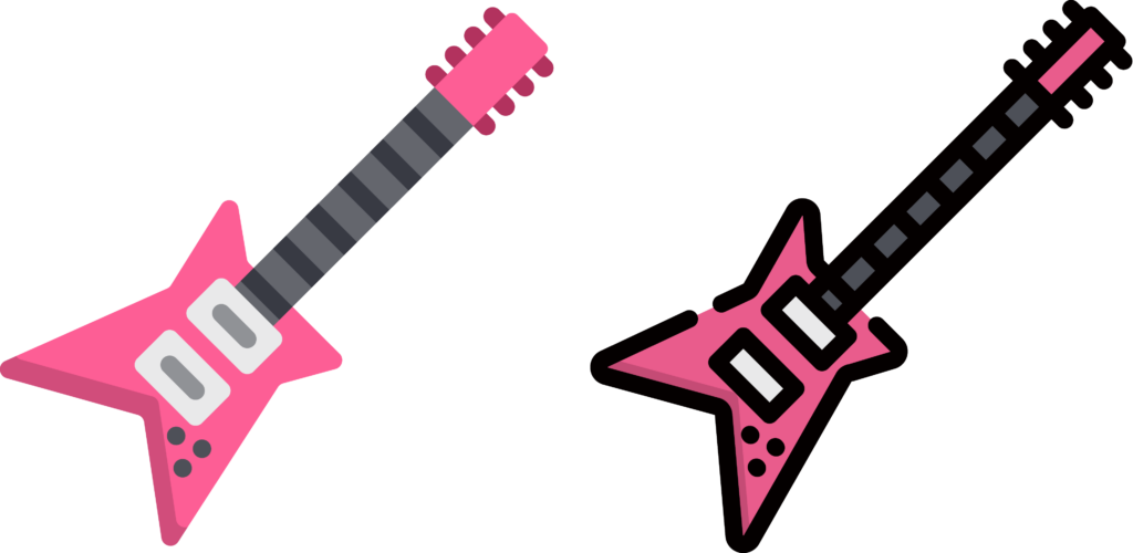 Desenho De Guitarras Rosa Em Estilo Minimalista