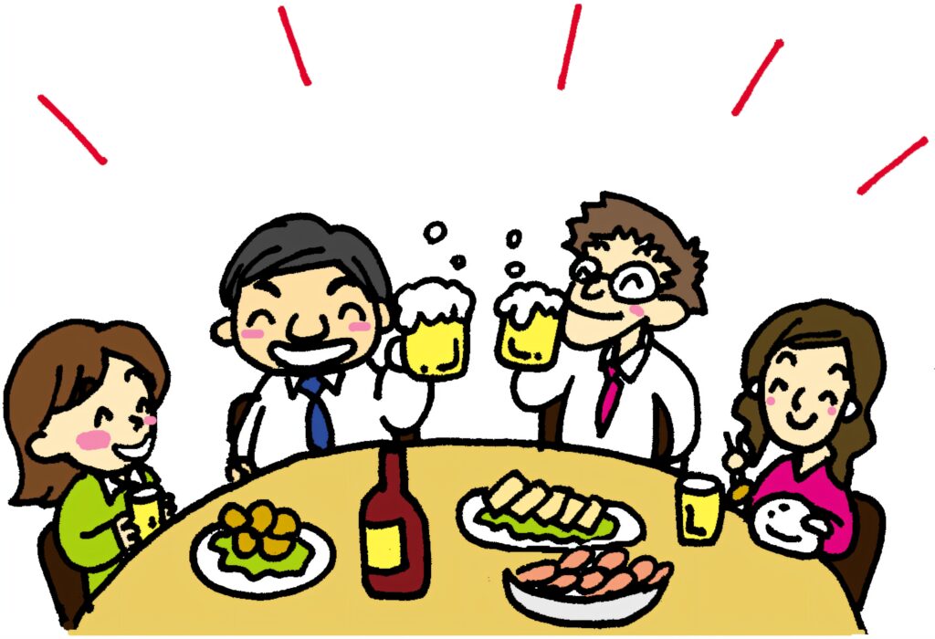 Ilustração de Amigos Celebrando com Bebidas