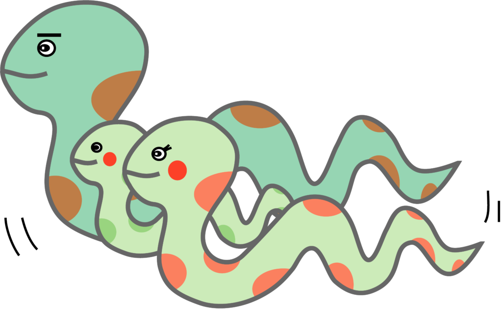 Ilustração de Família de Cobras Coloridas