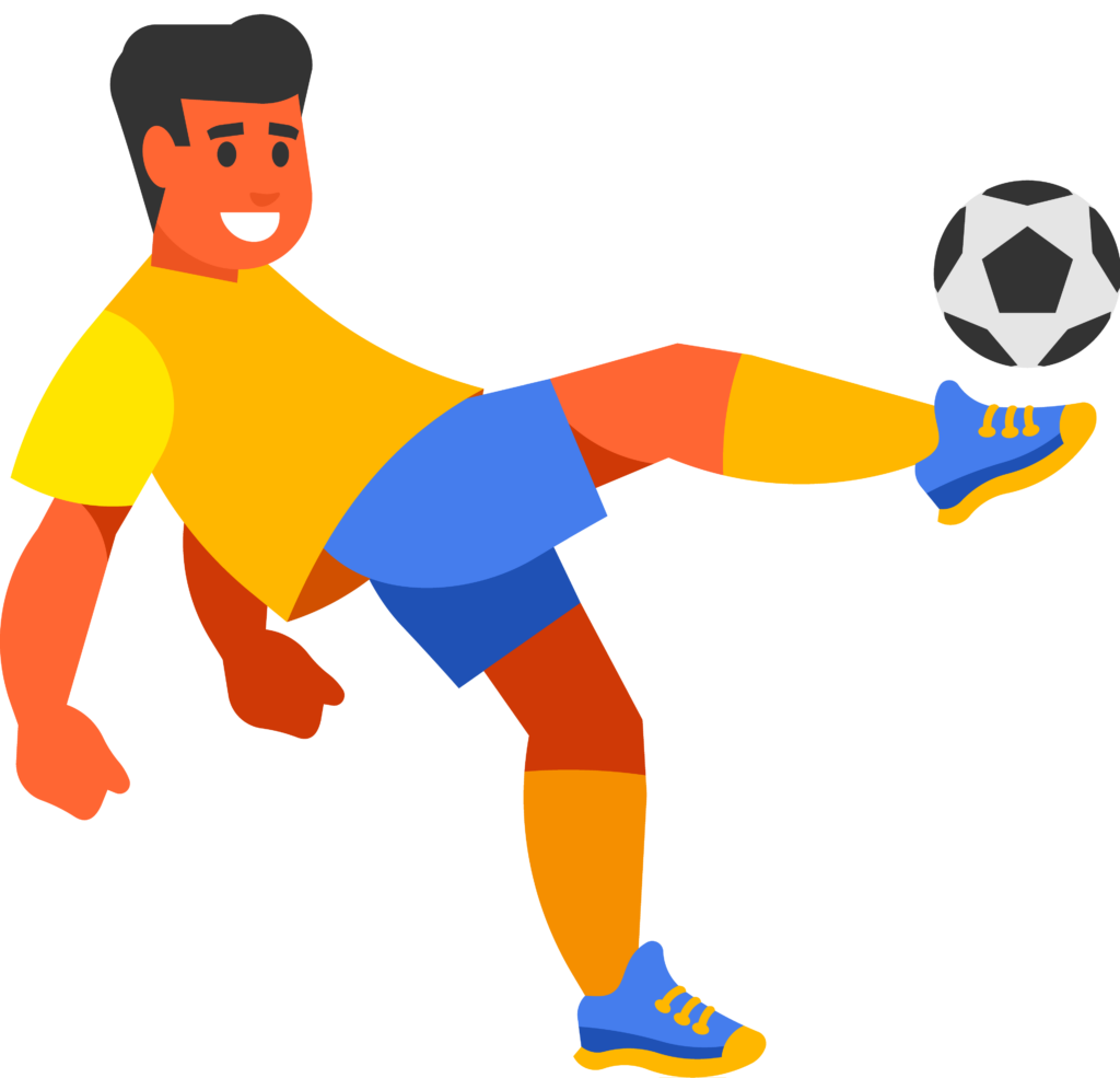 Ilustração de Jogador de Futebol Chutando a Bola