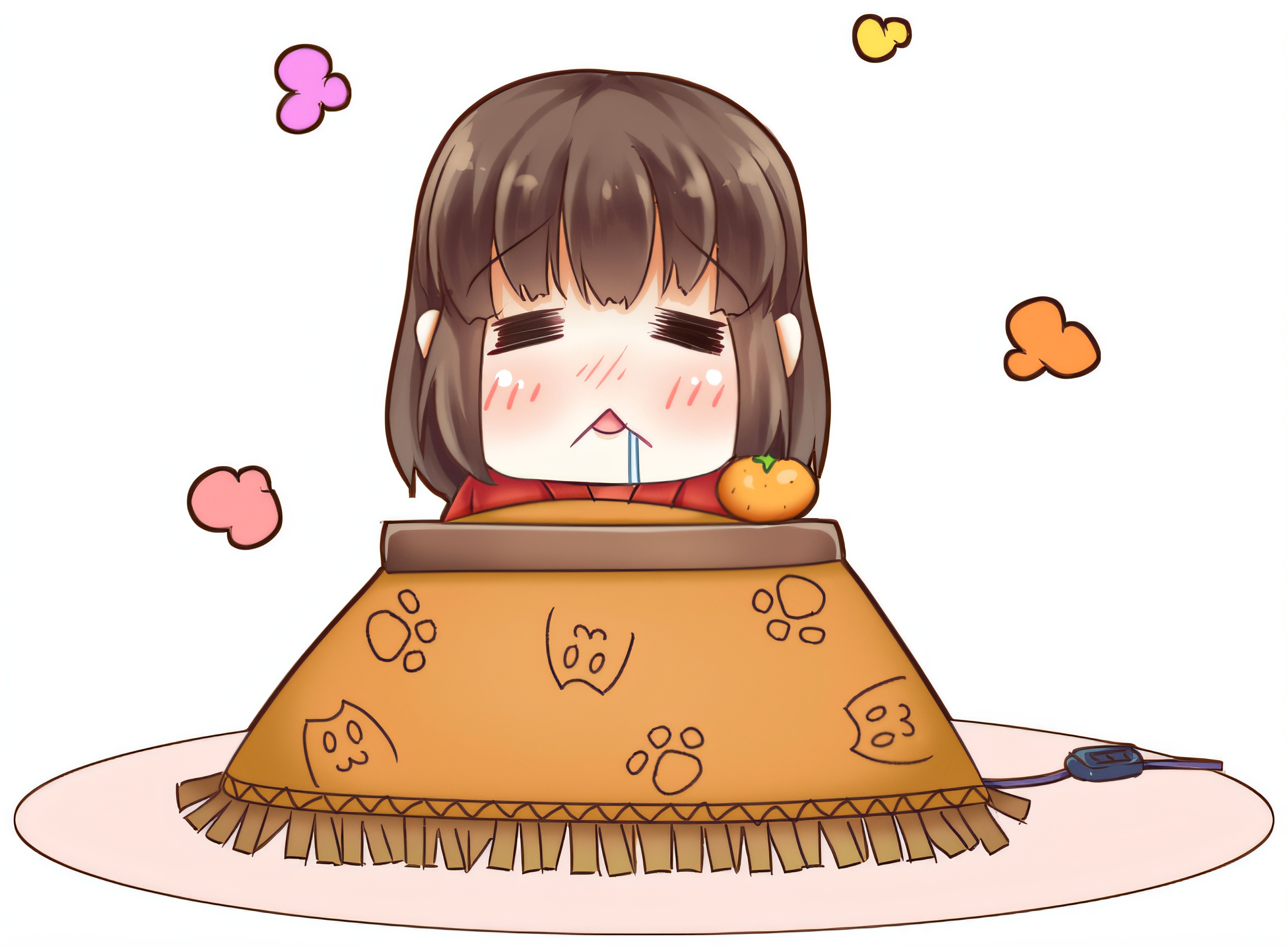 Menina Fofa de Chibi Dormindo no Kotatsu