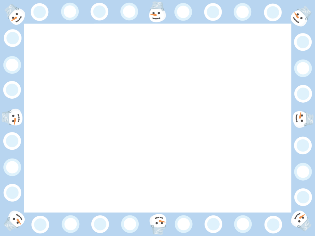 Moldura de Bonecos de Neve e Bolinhas Brancas