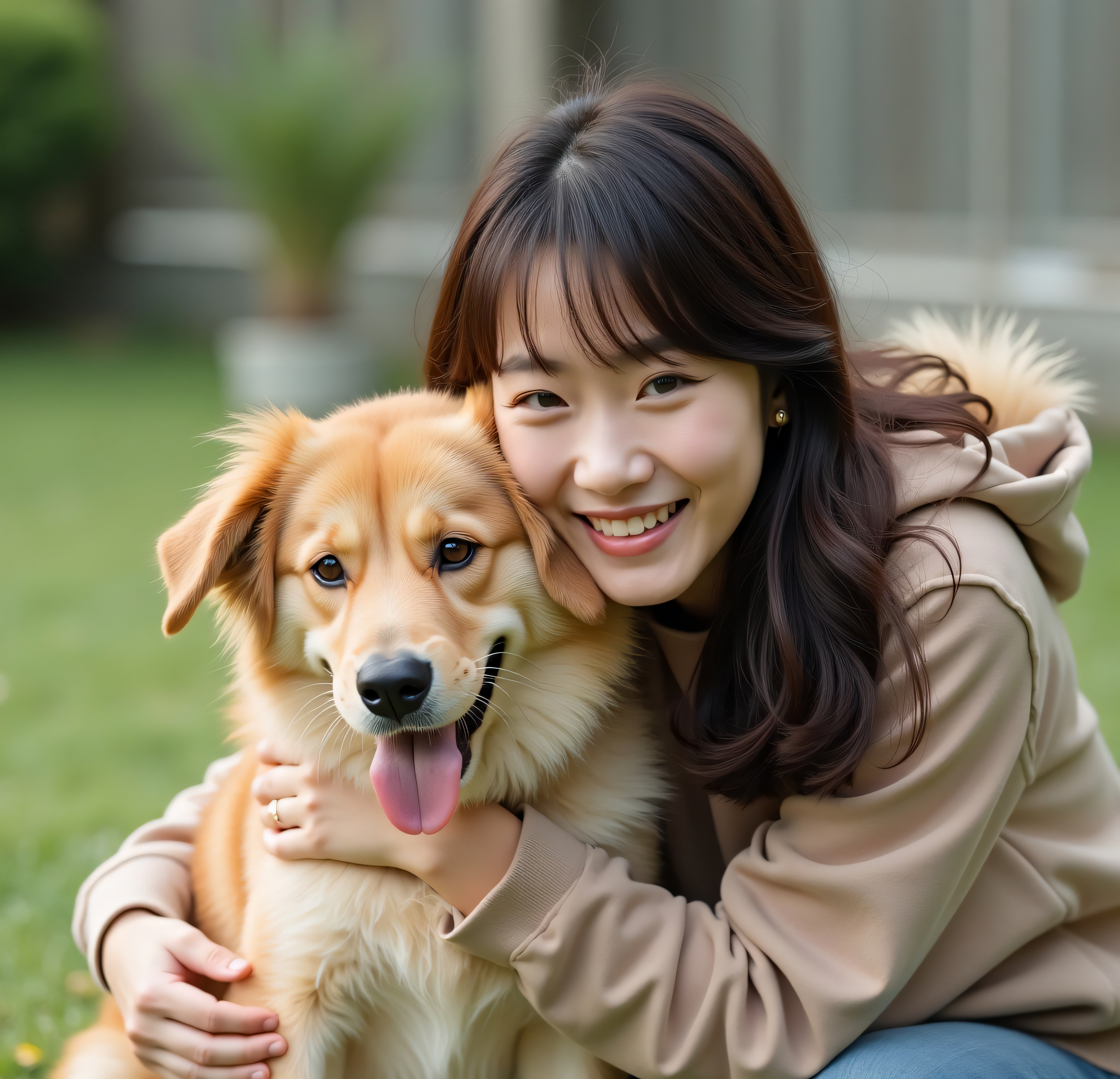 Retrato de Amizade Entre Humana e Cachorro