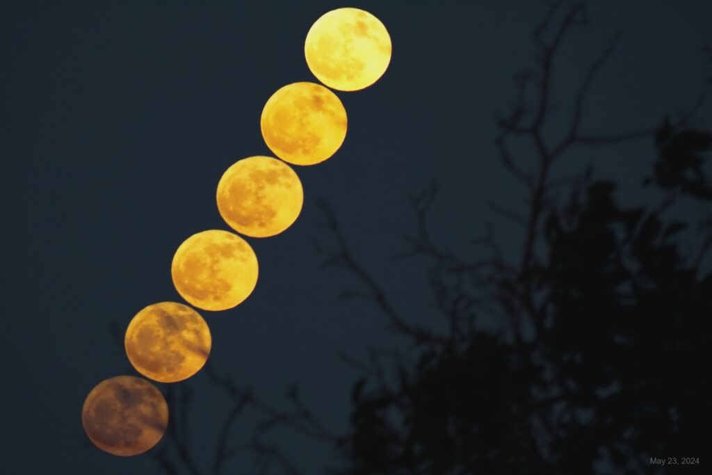 Sequência da Lua Cheia no Céu Noturno